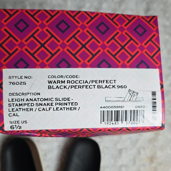 Tory Burch Black and Snake Print Slides - Picture 2 of 2